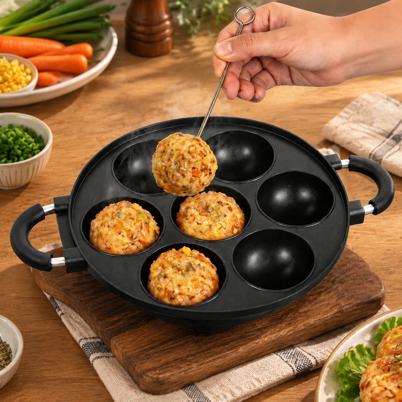 قالب ألومنيوم بـ 7 تجاويف لصنع - مراجعة Takoyaki Grill Plate وسعره